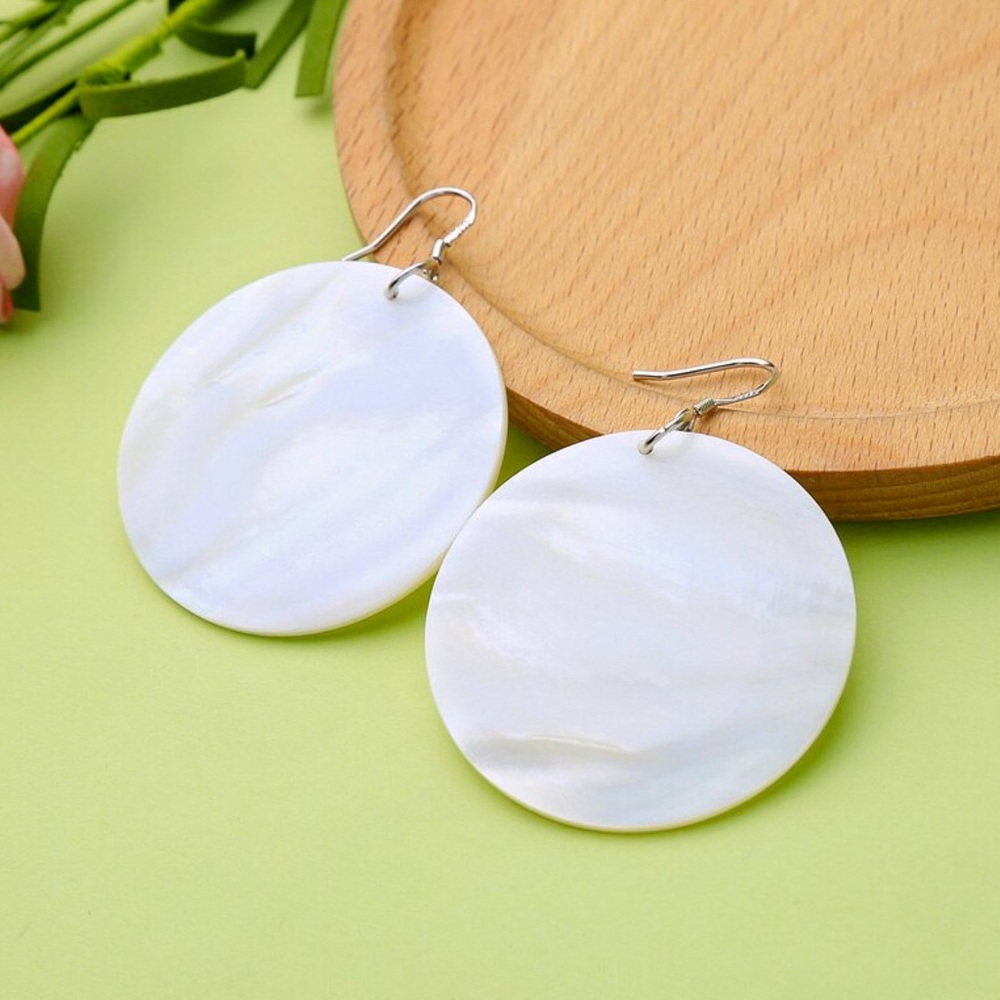 2/$20! Shell Disc Drop Earrings - Picture 4 of 8
